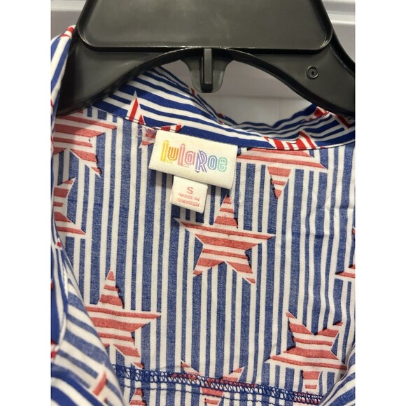 Lularoe Amy Women’s Button Up Shirt Size Small USA Patriotic Military Stars - Picture 2 of 6